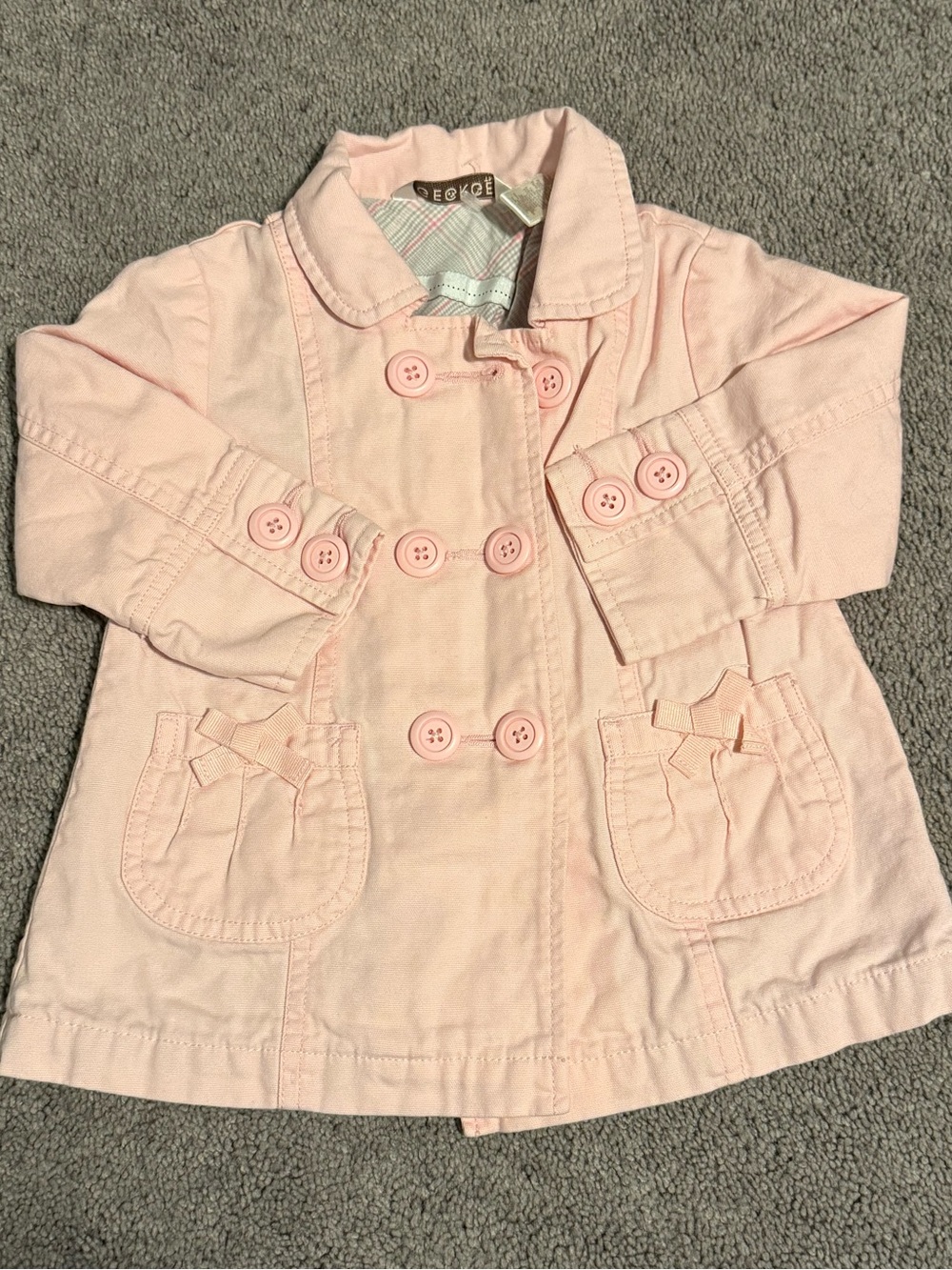 George Light Pink Double-Breasted Pea Coat for Girls